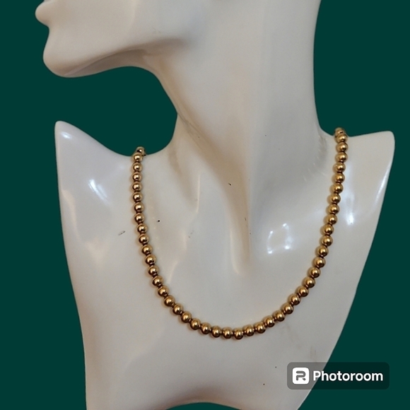 Vintage NAPIER Goldtone Metal Beaded Necklace - Picture 1 of 5